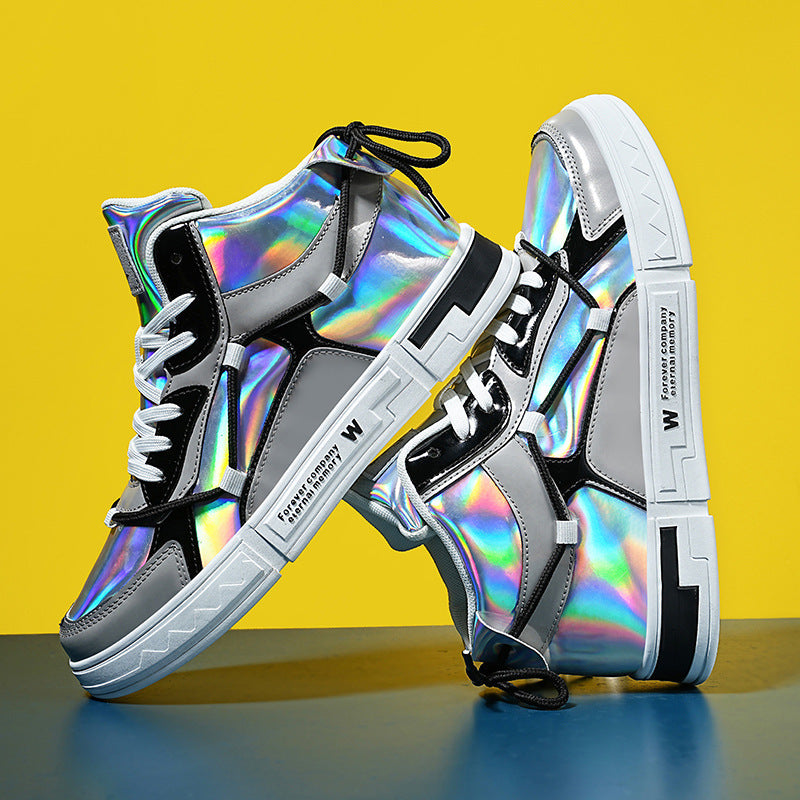 High-top Color Matching Lace Up Casual Sneakers - Bellarte Enchanté High-top Color Matching Lace Up Casual Sneakers